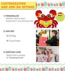 DolliBu Cute Super Soft Big Eye Crab with Yellow Easter Egg Plush - 8.5  Inches