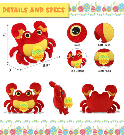 DolliBu Cute Super Soft Big Eye Crab with Yellow Easter Egg Plush - 8.5  Inches