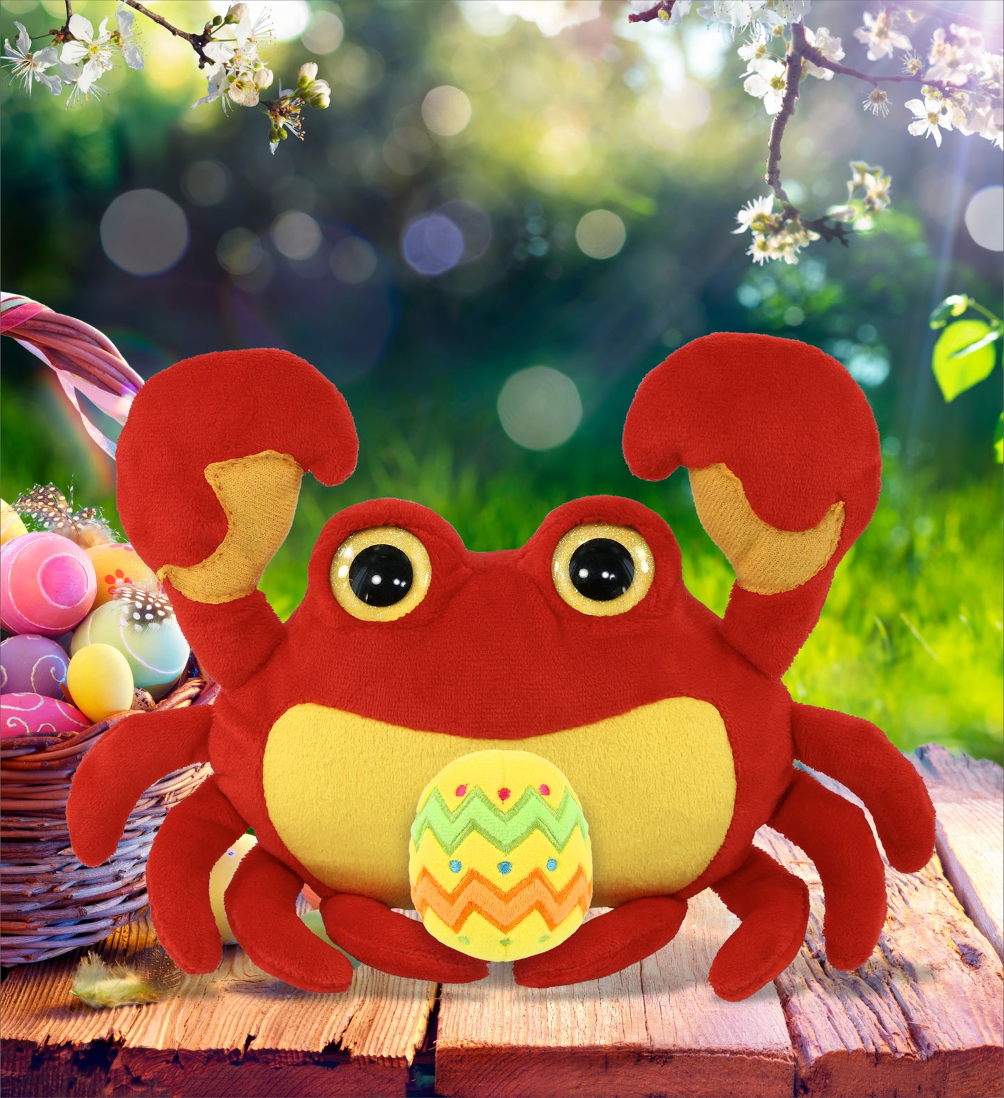DolliBu Cute Super Soft Big Eye Crab with Yellow Easter Egg Plush - 8.5  Inches