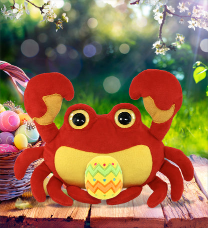 DolliBu Cute Super Soft Big Eye Crab with Yellow Easter Egg Plush - 8.5  Inches