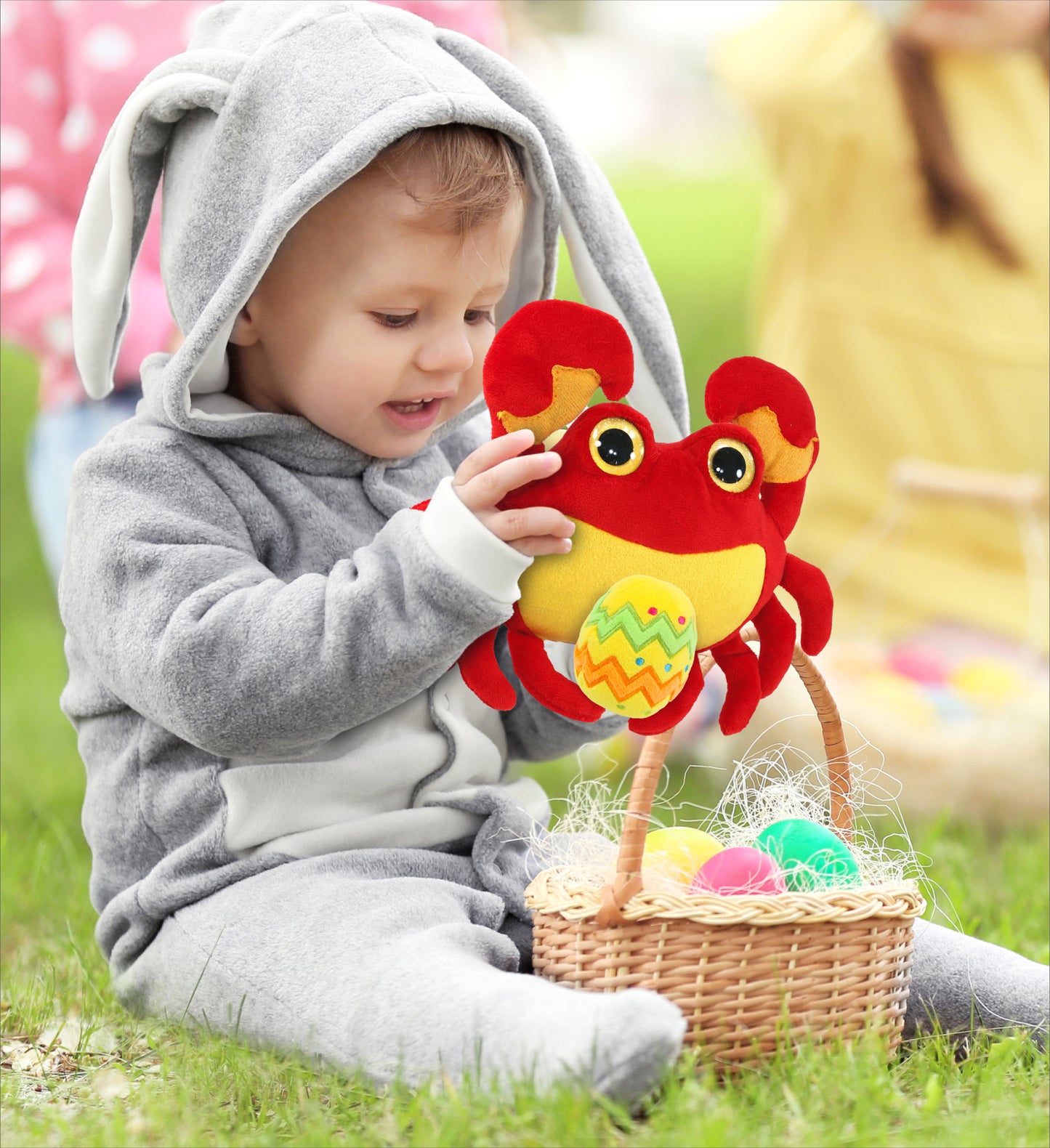 DolliBu Cute Super Soft Big Eye Crab with Yellow Easter Egg Plush - 8.5  Inches