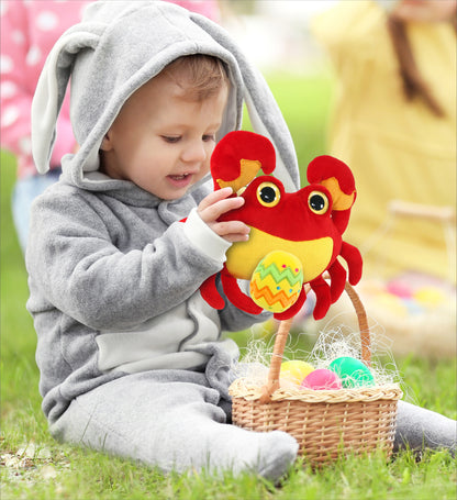 DolliBu Cute Super Soft Big Eye Crab with Yellow Easter Egg Plush - 8.5  Inches