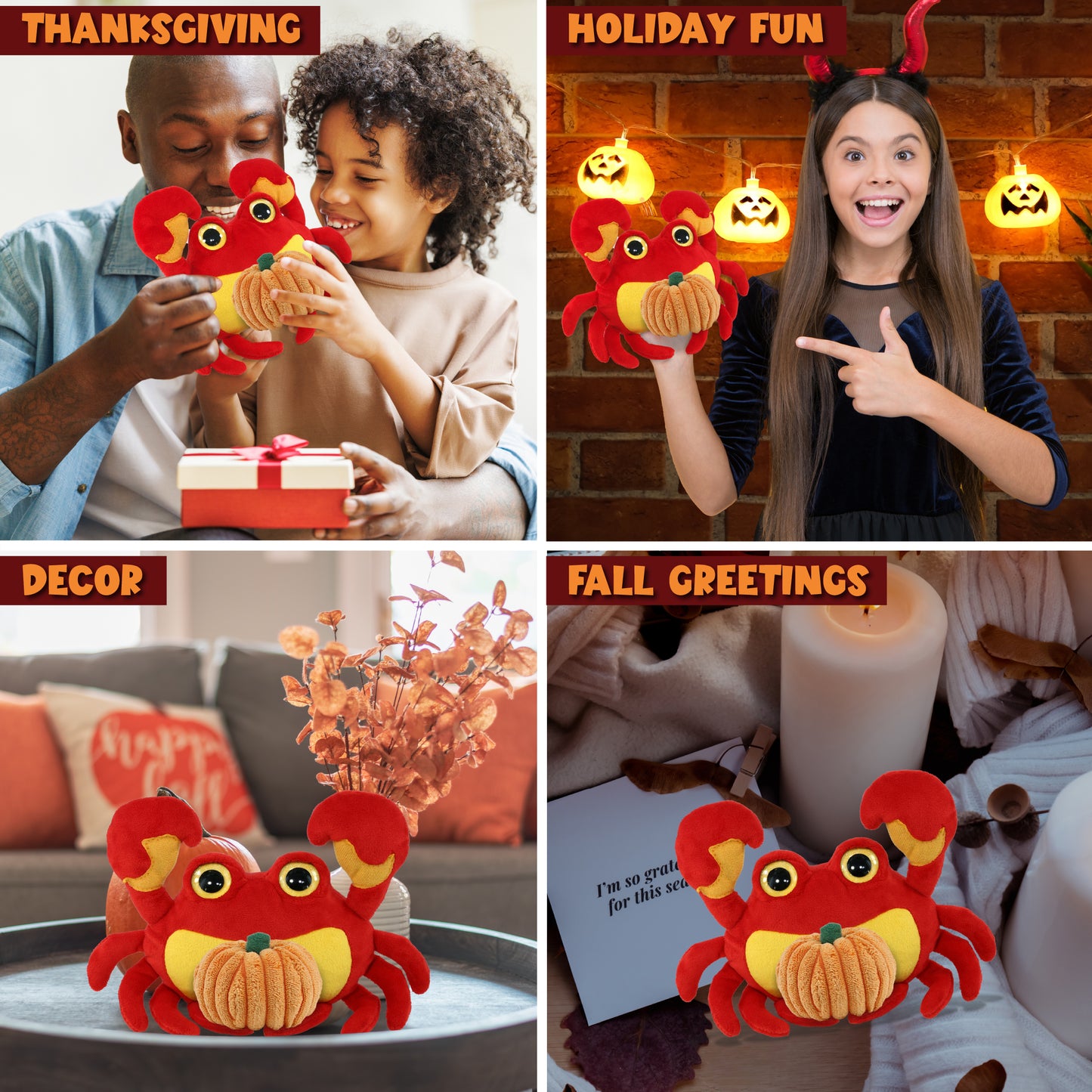 BIG EYE PLUSH - CRAB WITH PUMPKIN PLUSH