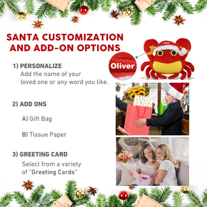 BIG EYE PLUSH - CRAB WITH SANTA DRESS UP