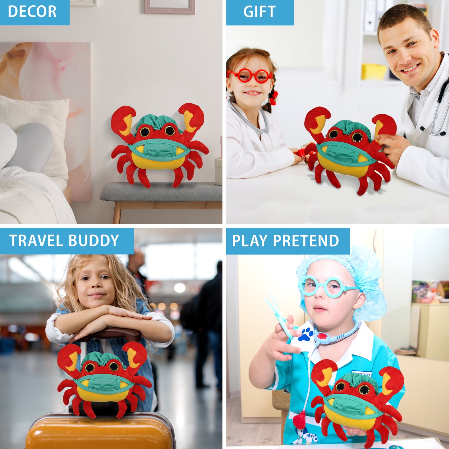 BIG EYE PLUSH - CRAB WITH DOCTOR DRESS UP