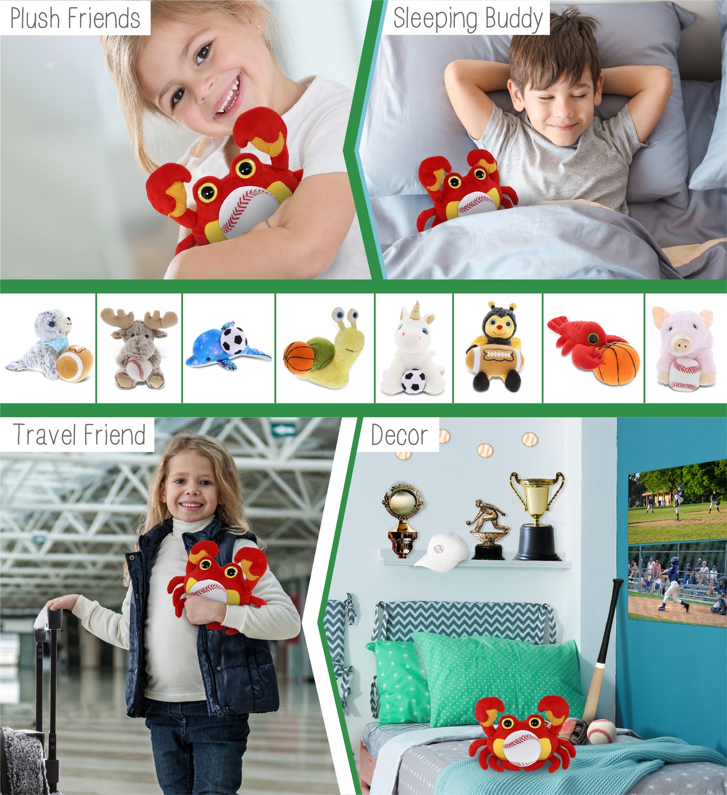 BIG EYE PLUSH - CRAB WITH BASEBALL PLUSH
