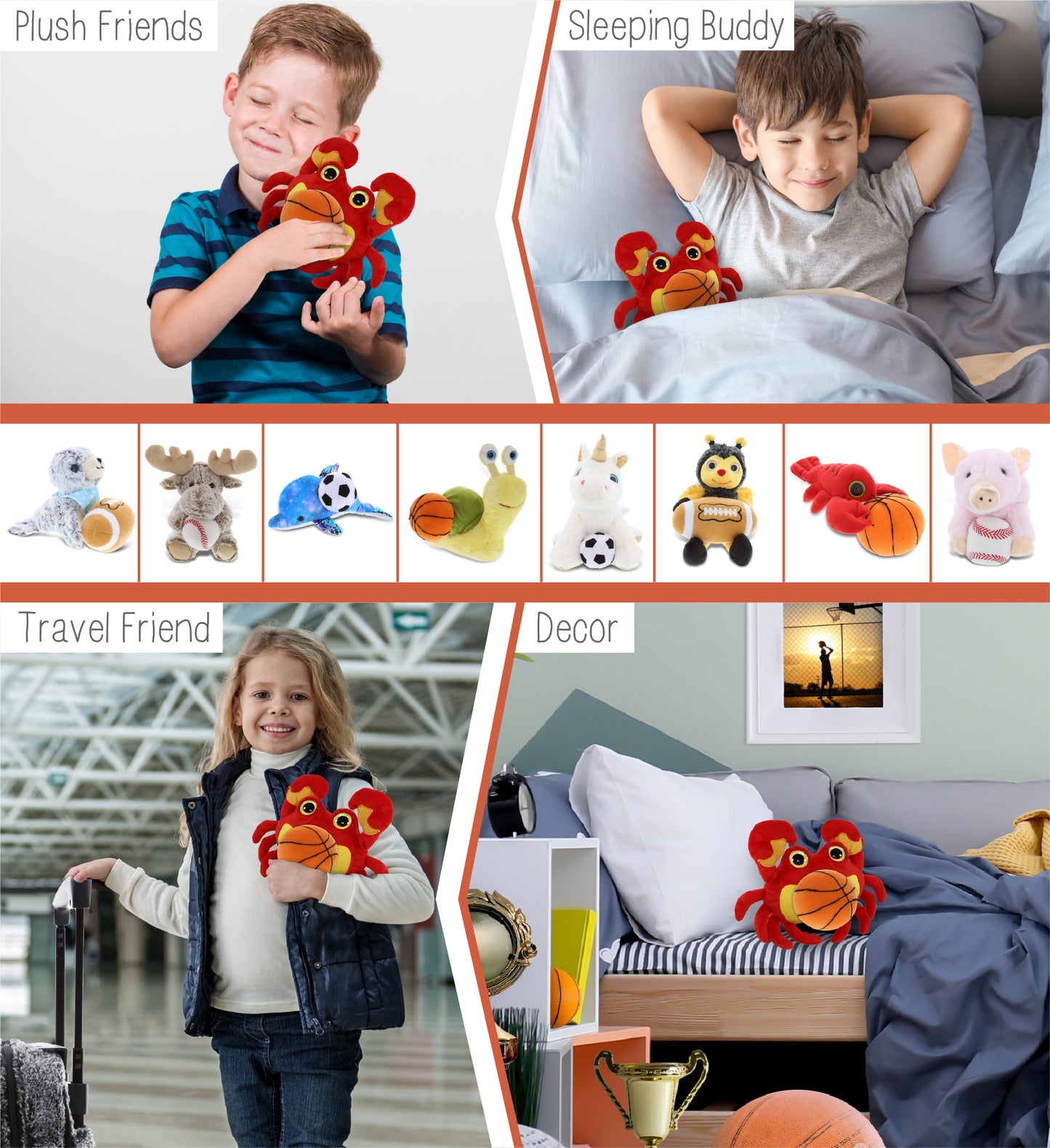 BIG EYE PLUSH - CRAB WITH BASKETBALL PLUSH