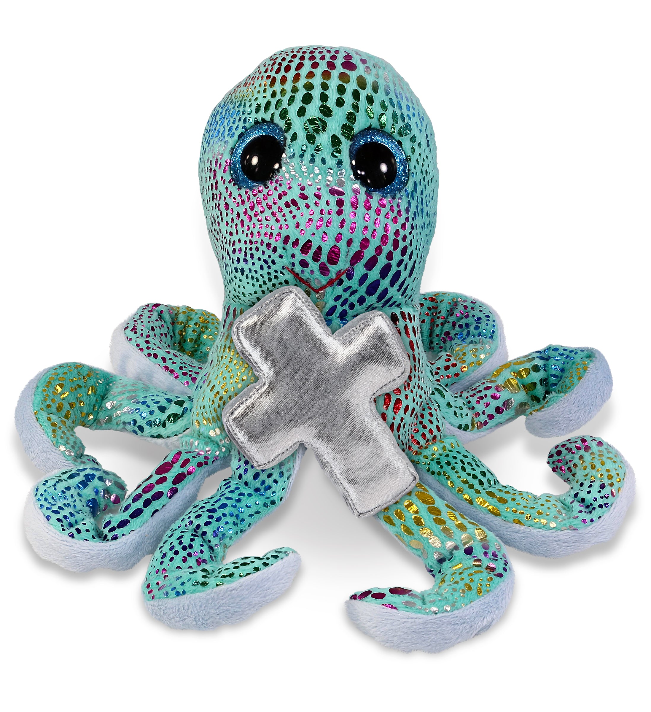PLUSH CROSS - BIG EYE PLUSH - IRIDESCENT RAINBOW OCTOPUS