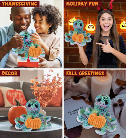 BIG EYE PLUSH - IRIDESCENT RAINBOW OCTOPUS WITH PUMPKIN PLUSH