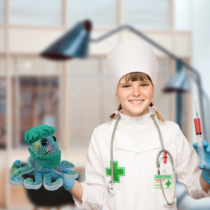 BIG EYE PLUSH - IRIDESCENT RAINBOW OCTOPUS WITH DOCTOR DRESS UP