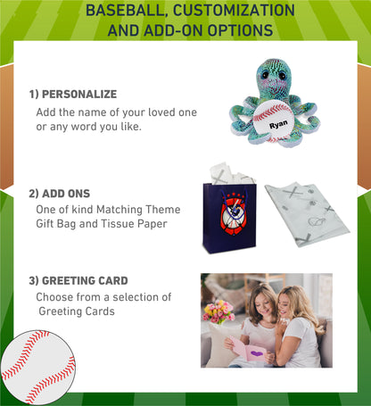 BIG EYE PLUSH - IRIDESCENT RAINBOW OCTOPUS WITH BASEBALL PLUSH