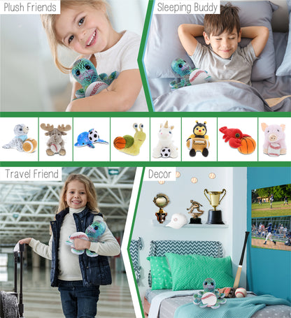 BIG EYE PLUSH - IRIDESCENT RAINBOW OCTOPUS WITH BASEBALL PLUSH