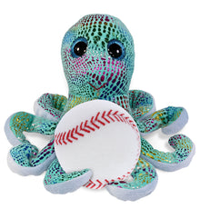 BIG EYE PLUSH - IRIDESCENT RAINBOW OCTOPUS WITH BASEBALL PLUSH