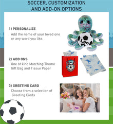 BIG EYE PLUSH - IRIDESCENT RAINBOW OCTOPUS WITH SOCCER PLUSH