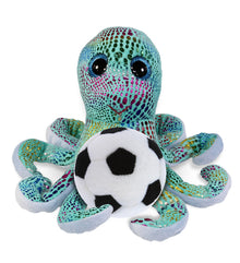 BIG EYE PLUSH - IRIDESCENT RAINBOW OCTOPUS WITH SOCCER PLUSH
