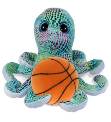 BIG EYE PLUSH - IRIDESCENT RAINBOW OCTOPUS WITH BASKETBALL PLUSH