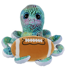 BIG EYE PLUSH - IRIDESCENT RAINBOW OCTOPUS WITH FOOTBALL PLUSH