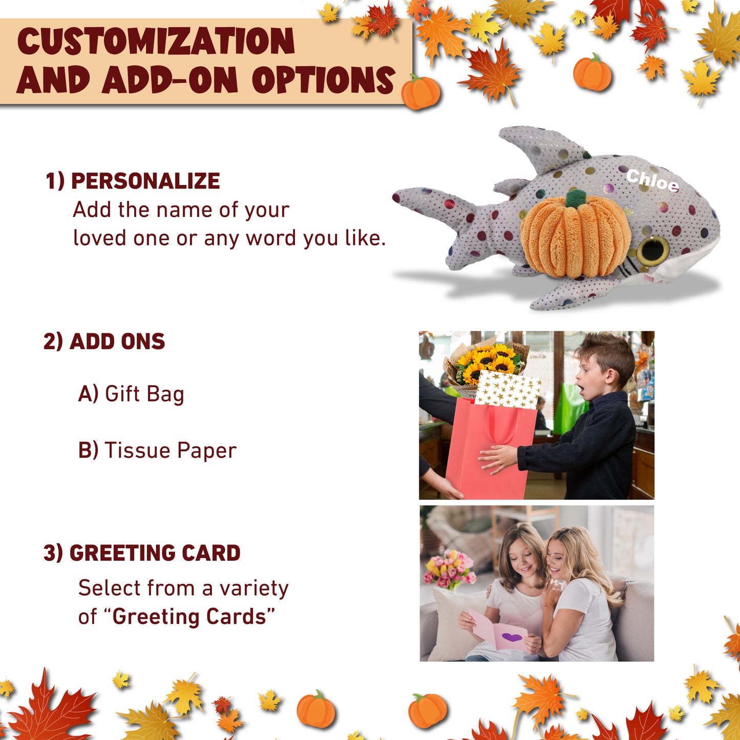 BIG EYE PLUSH - DOTTED SHARK WITH PUMPKIN PLUSH