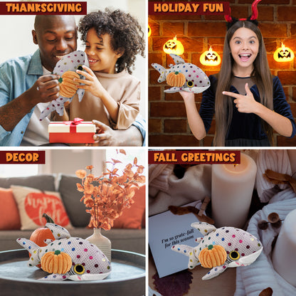 BIG EYE PLUSH - DOTTED SHARK WITH PUMPKIN PLUSH