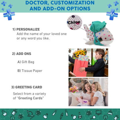 BIG EYE PLUSH - DOTTED SHARK WITH DOCTOR DRESS UP