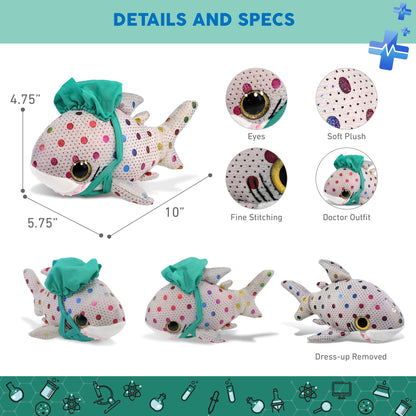 BIG EYE PLUSH - DOTTED SHARK WITH DOCTOR DRESS UP