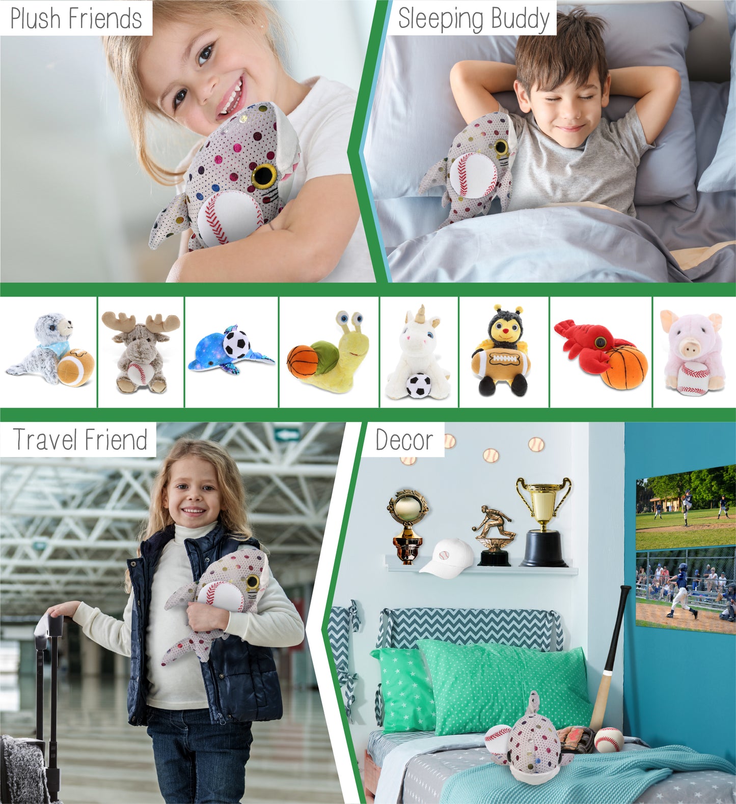 BIG EYE PLUSH - DOTTED SHARK WITH BASEBALL PLUSH