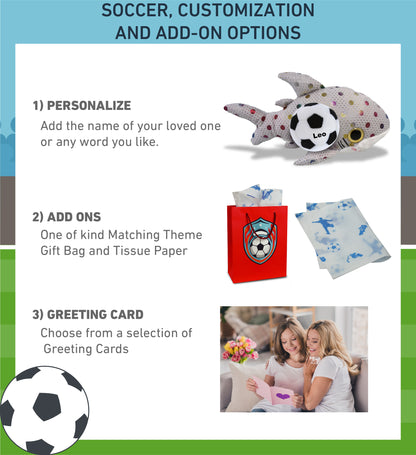 BIG EYE PLUSH - DOTTED SHARK WITH SOCCER PLUSH