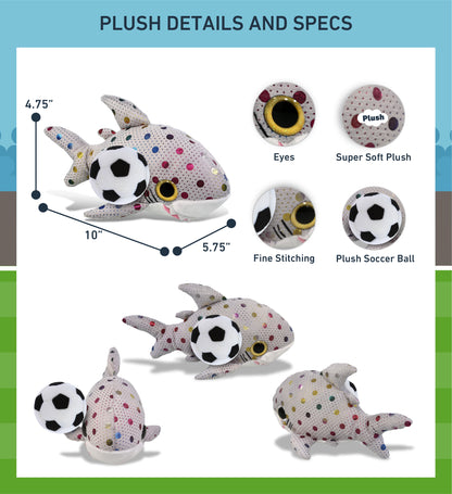 BIG EYE PLUSH - DOTTED SHARK WITH SOCCER PLUSH