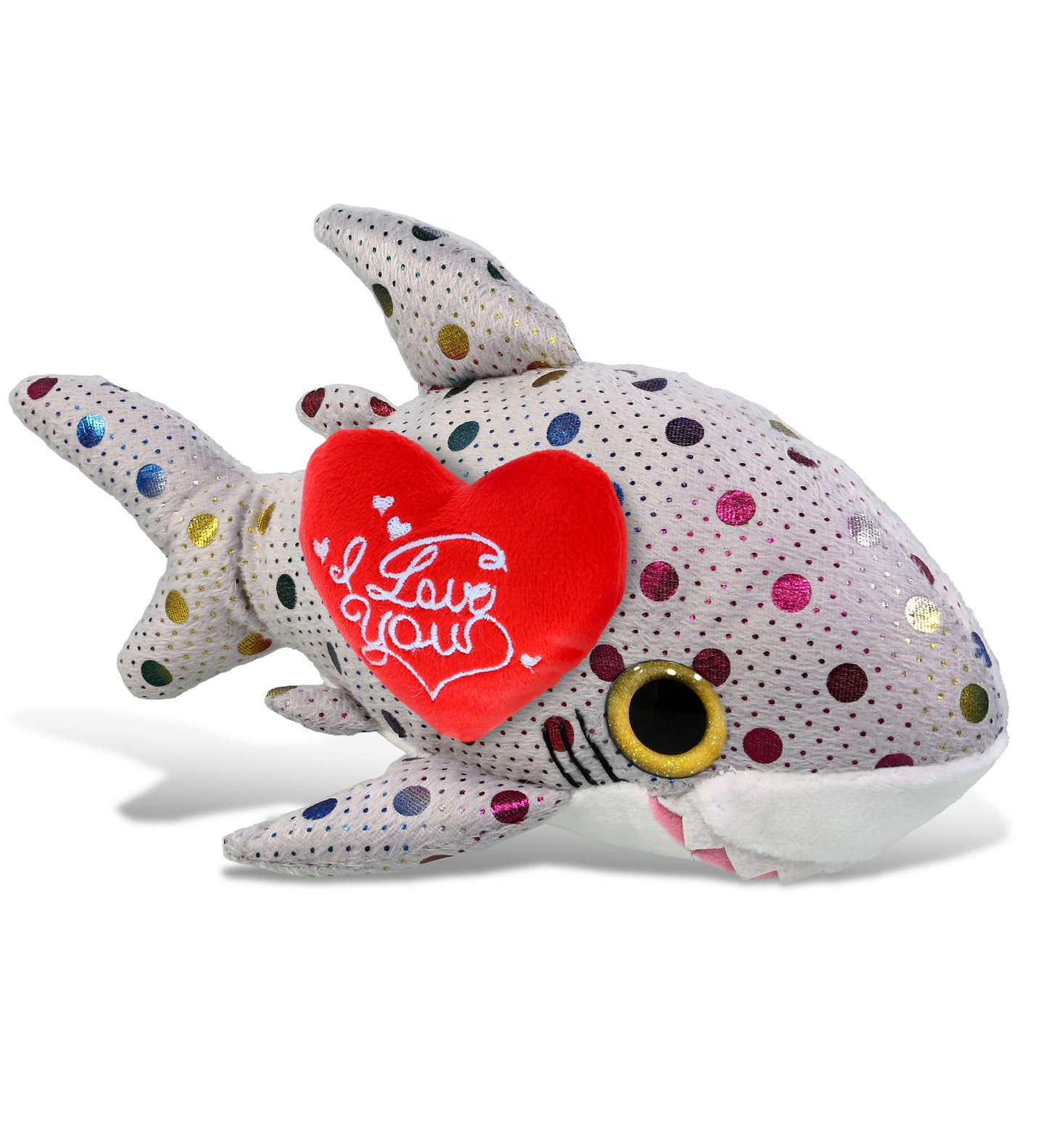 PLUSH I LOVE YOU RED HEART - BIG EYE PLUSH - DOTTED SHARK