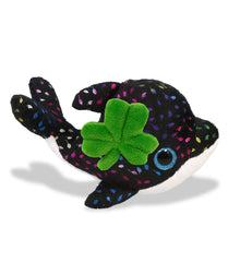 DolliBu Big Eye Orca Whale Stuffed Animal with Green Plush Shamrock - 8.5 Inch