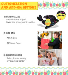 DolliBu Cute Big Eye Orca Whale with Yellow Easter Egg Plush - 8.5 Inches