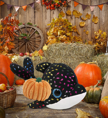BIG EYE PLUSH - ORCA WHALE WITH PUMPKIN PLUSH