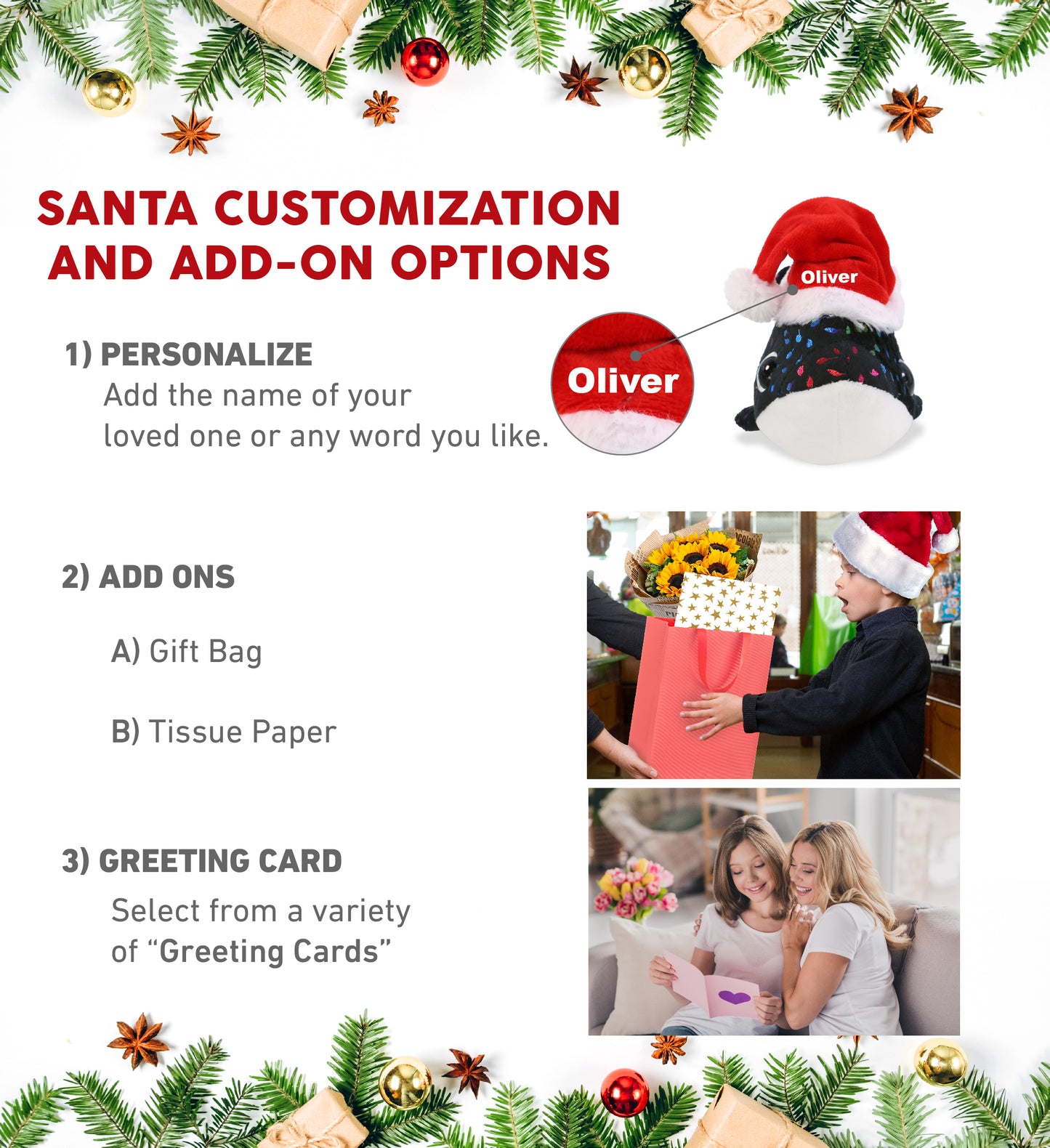 BIG EYE PLUSH - ORCA WHALE WITH SANTA DRESS UP