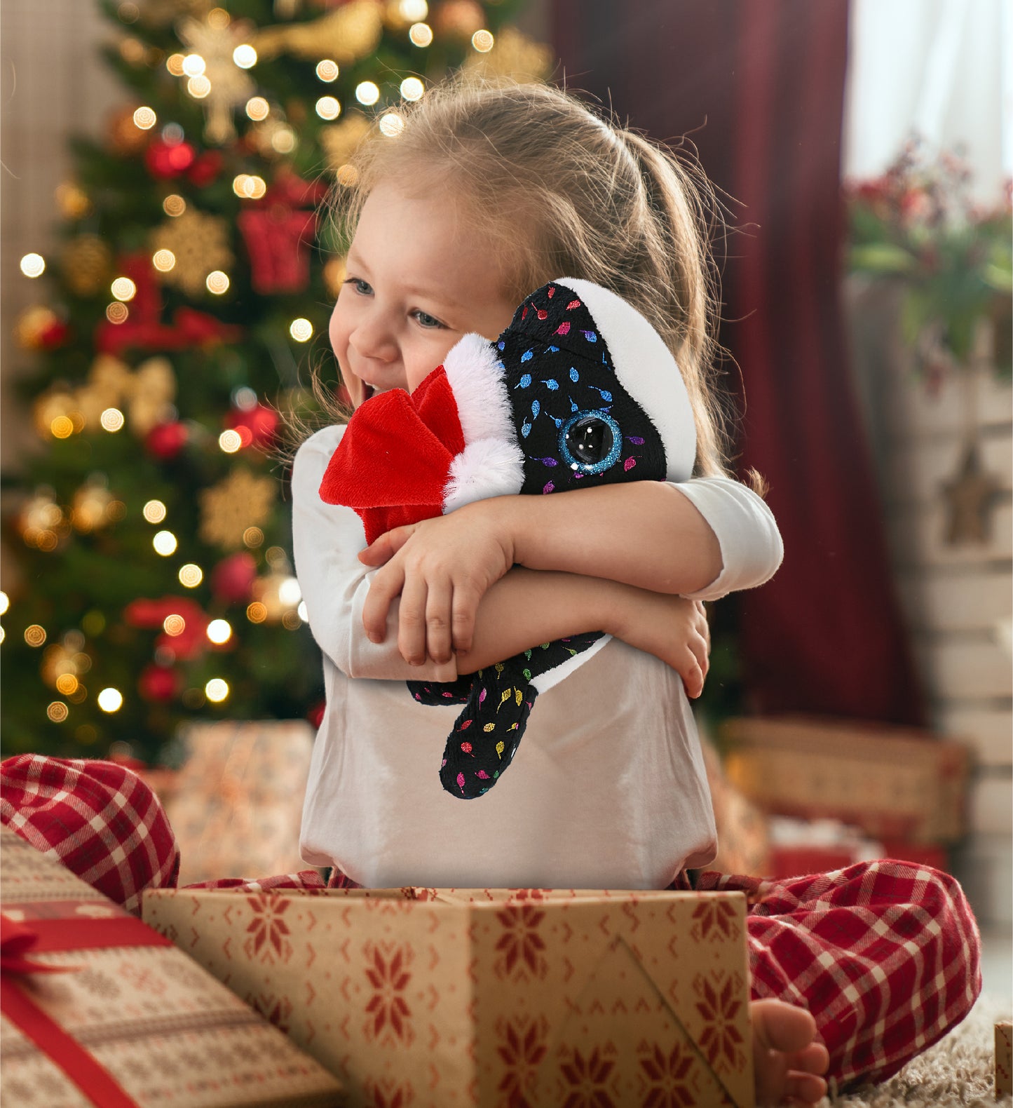 BIG EYE PLUSH - ORCA WHALE WITH SANTA DRESS UP