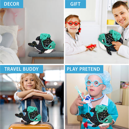 BIG EYE PLUSH - ORCA WHALE WITH DOCTOR DRESS UP
