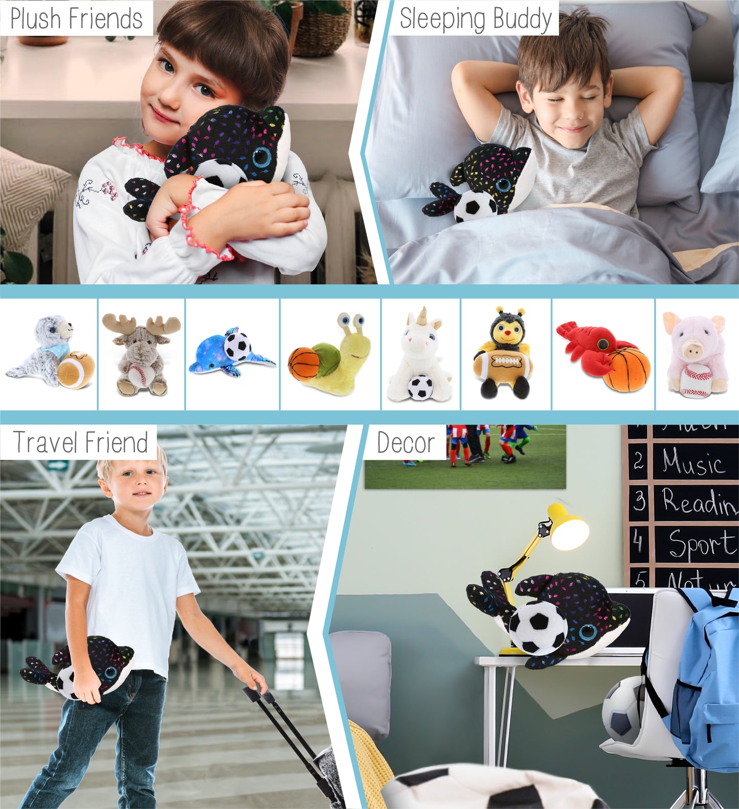 BIG EYE PLUSH - ORCA WHALE WITH SOCCER PLUSH