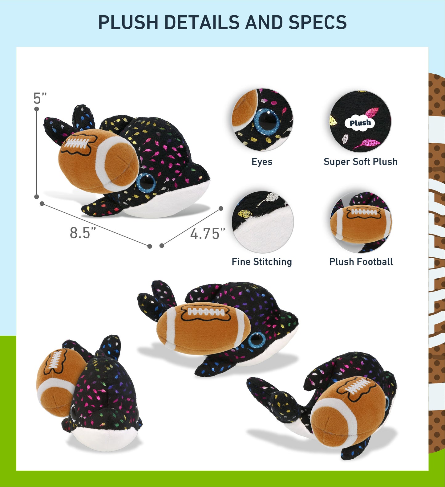 BIG EYE PLUSH - ORCA WHALE WITH FOOTBALL PLUSH