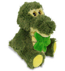 DolliBu Sitting Alligator Stuffed Animal with Green Plush Shamrock - 6.5 Inches
