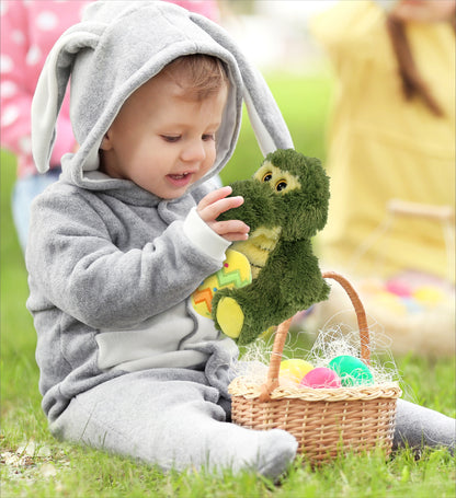 DolliBu Big Eye Sitting Alligator with Yellow Easter Egg Plush - 6.5 Inches