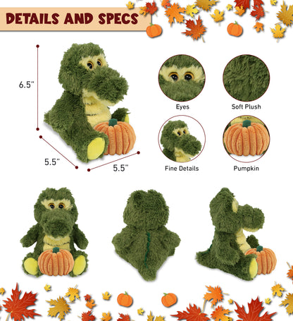 BIG EYE PLUSH - SITTING ALLIGATOR WITH PUMPKIN PLUSH
