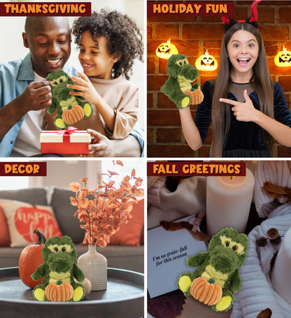 BIG EYE PLUSH - SITTING ALLIGATOR WITH PUMPKIN PLUSH
