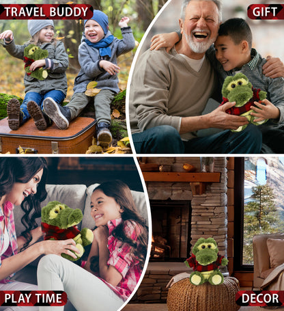 BIG EYE PLUSH - SITTING ALLIGATOR WITH RED PLAID HOODIE