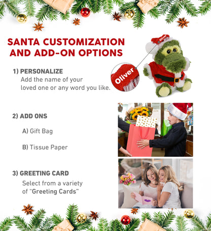 BIG EYE PLUSH - SITTING ALLIGATOR WITH SANTA DRESS UP