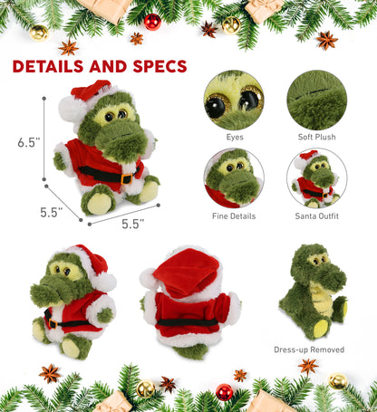 BIG EYE PLUSH - SITTING ALLIGATOR WITH SANTA DRESS UP