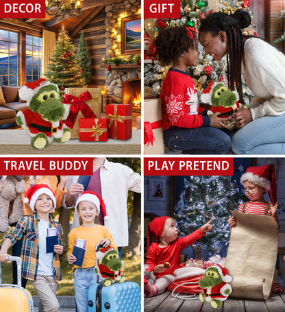 BIG EYE PLUSH - SITTING ALLIGATOR WITH SANTA DRESS UP
