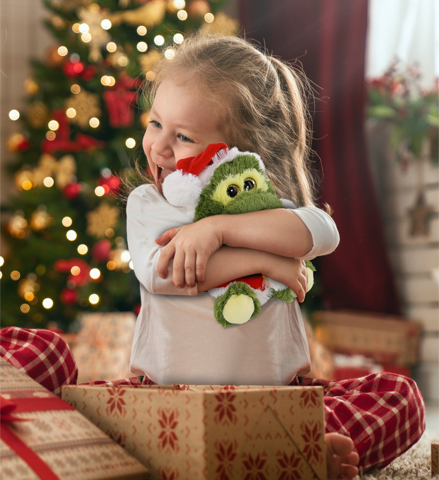 BIG EYE PLUSH - SITTING ALLIGATOR WITH SANTA DRESS UP