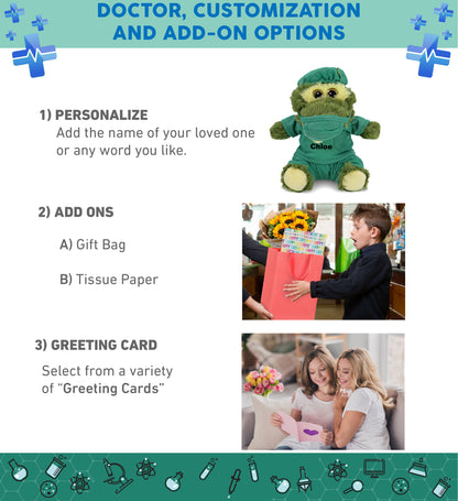 BIG EYE PLUSH - SITTING ALLIGATOR WITH DOCTOR DRESS UP