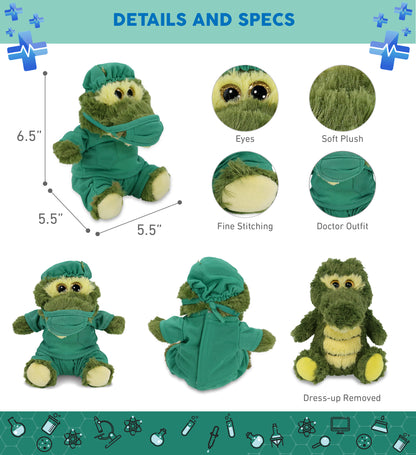 BIG EYE PLUSH - SITTING ALLIGATOR WITH DOCTOR DRESS UP
