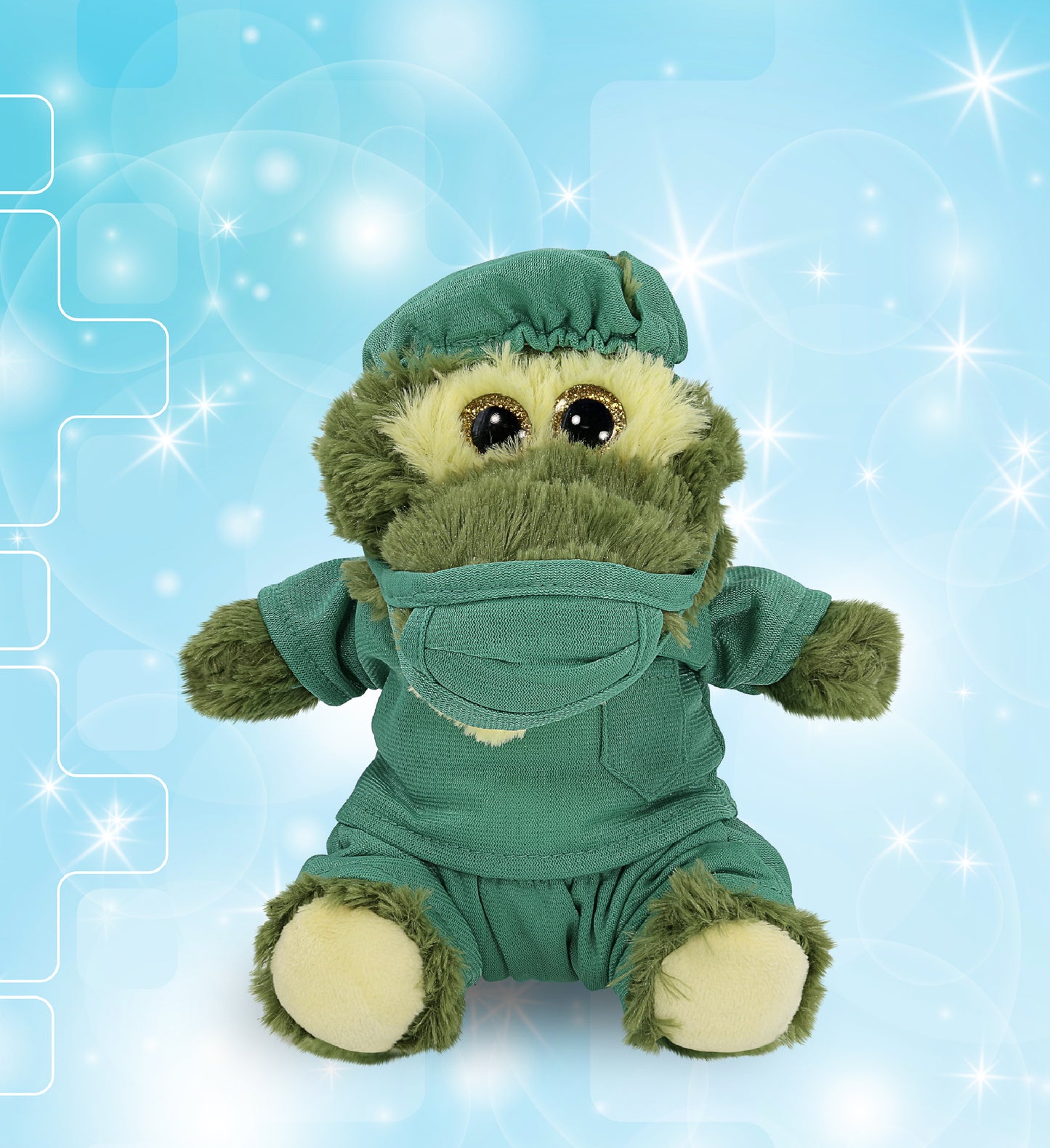 BIG EYE PLUSH - SITTING ALLIGATOR WITH DOCTOR DRESS UP