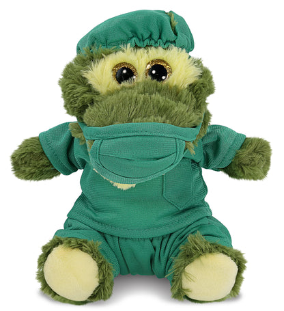 BIG EYE PLUSH - SITTING ALLIGATOR WITH DOCTOR DRESS UP